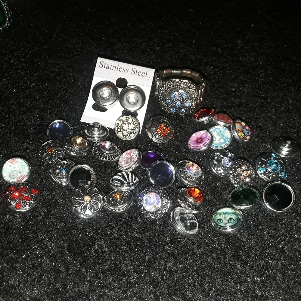 Snap ring and earrings